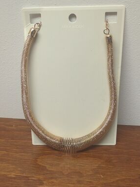 Ava & Aiden Gold Tubular Collar Statement Necklace New